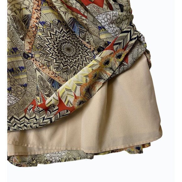 Love 21 Womens Lined Geometric Midi Dress Bohemian Babydoll Flowy Feminine Large - Picture 7 of 15